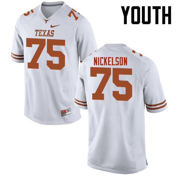 Youth #75 Tristan Nickelson Texas Longhorns College Football Jerseys-White